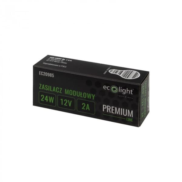 LED-virtalähde Modulaarinen Slim 24W 12V 2A PREMIUM Transformer Ecolight