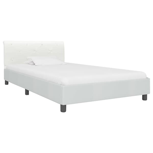vidaXL Sängram vit konstläder 90 x 200 cm