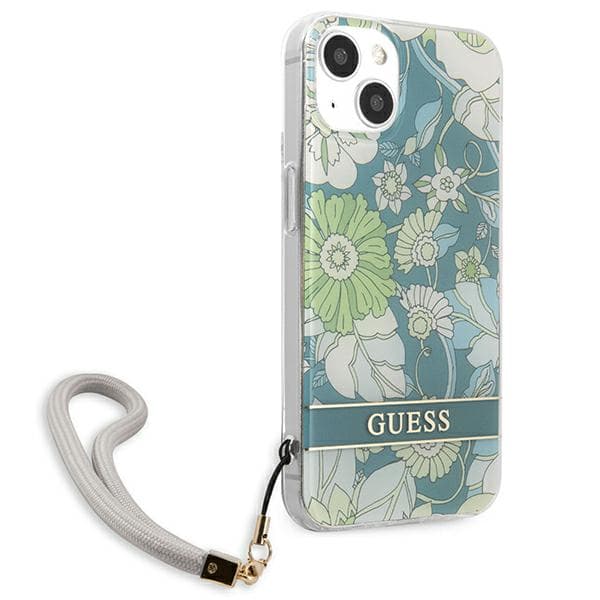 Guess Flower Strap-skal till iPhone 13 mini, grön