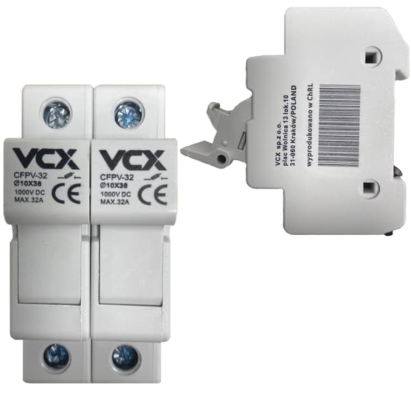 Lastadskiller sikringsbase modulær DC 2P 1-32A 1000VDC 2 moduler