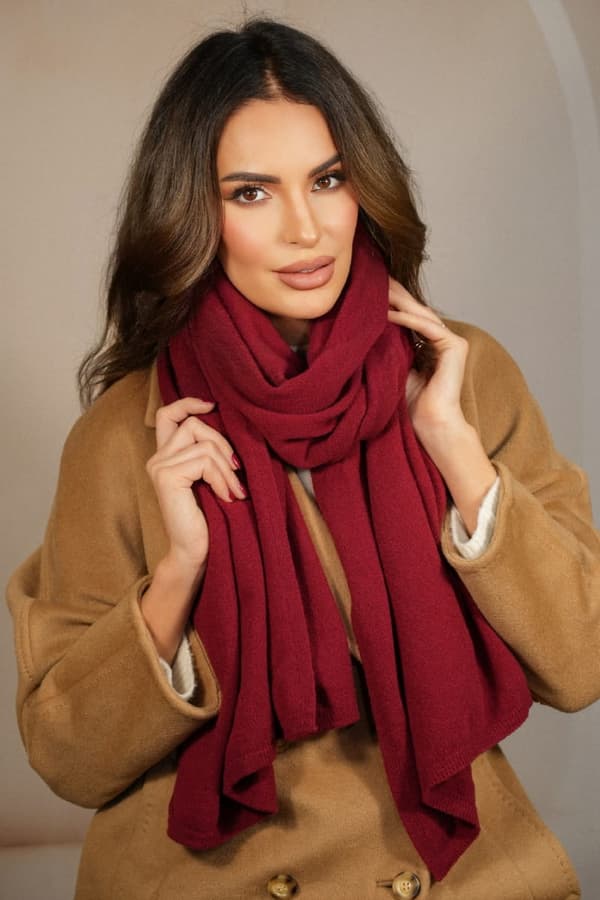SCARF*01 dam vinter vinröd färg