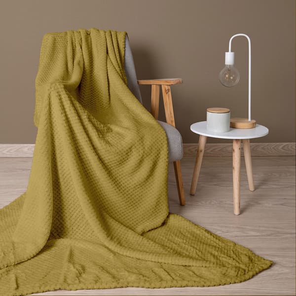 Tæppe 150x200 jacquard, lys olivengrøn farve