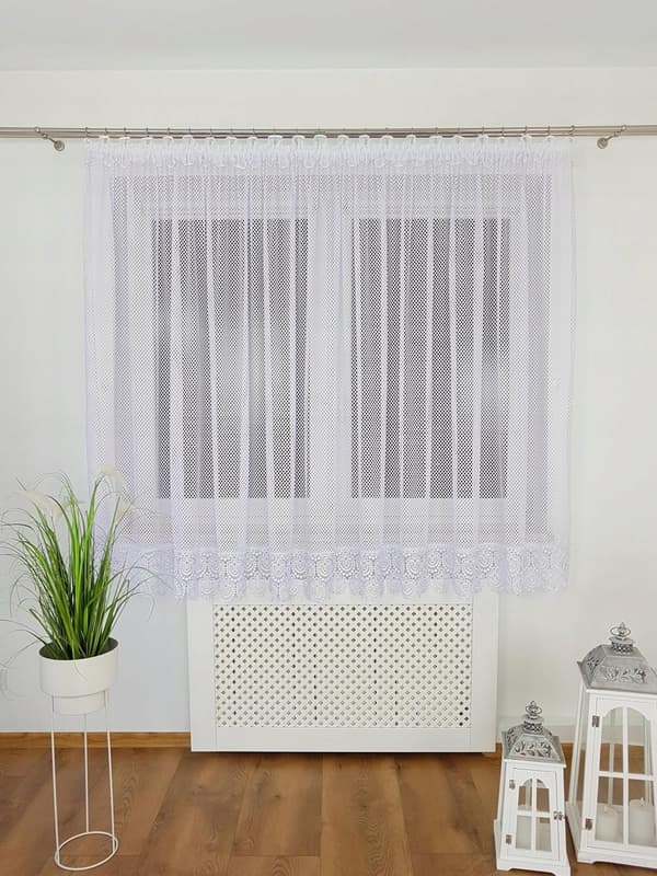 Færdig gardin 400x160 cm af net - lige