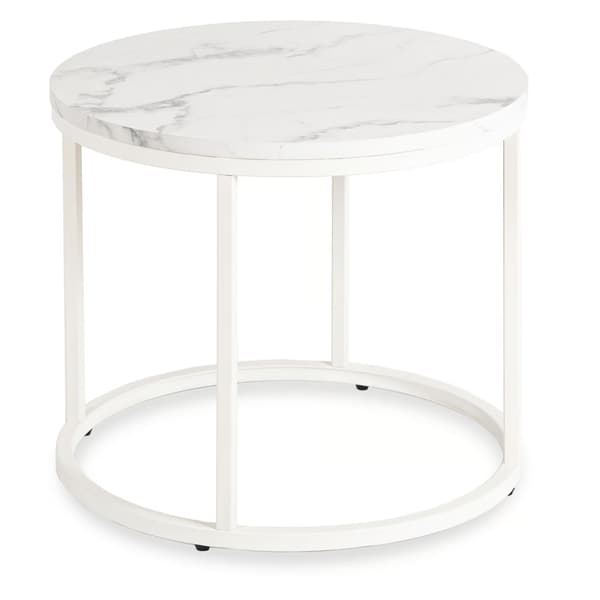 AGNES Sofabord 53 cm Hvid Marmor Moderne