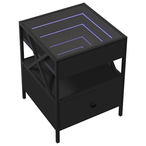 vidaXL Infinity LED natbord sort 40x40x51 cm