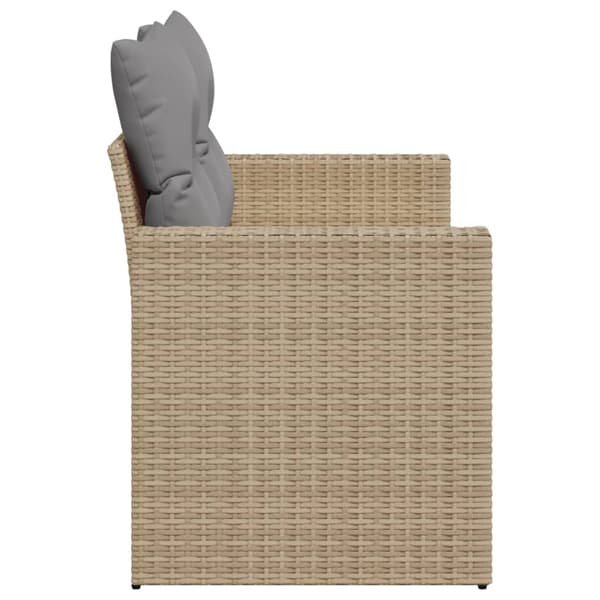 vidaXL Trädgårdssoffa med kuddar, 2-sits, beige, polyrotting