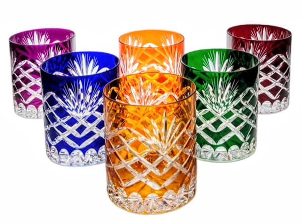 MaRika värikkäät kristalliviskilasit 280ml ananas