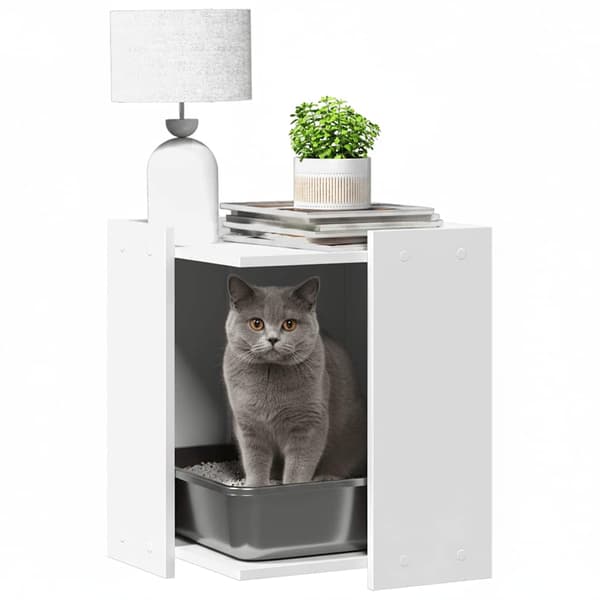vidaXL Kattlåda vit 42x42x51 cm träbaserat material