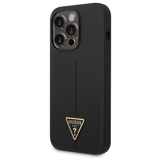 Guess Silikone Trekantet Logo Etui til iPhone 14 Pro Max, Sort