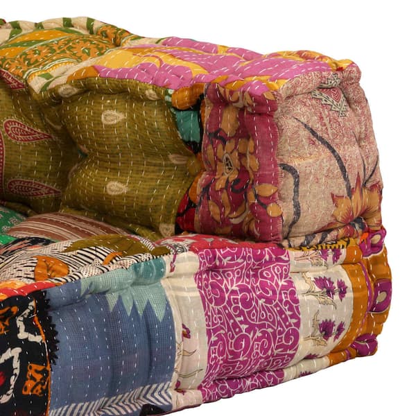 vidaXL Modulær 2-personers puf, patchwork, stof