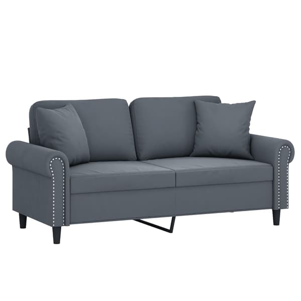 vidaXL 2-sitssoffa med kuddar, mörkgrå, 140 cm, sammet