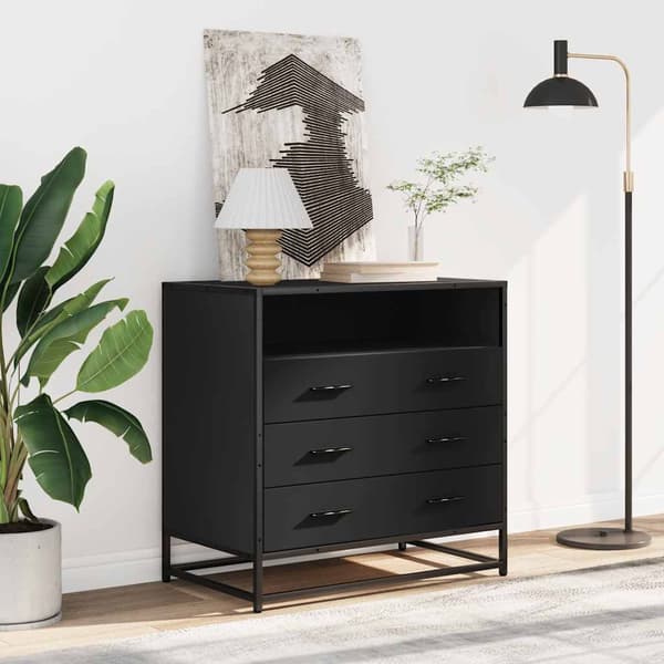 vidaXL kommode, sort, 70x41x70 cm, træbaseret materiale