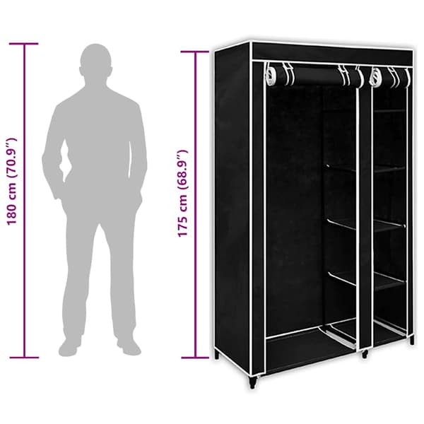 vidaXL foldbar garderobe 110x45x175 cm sort