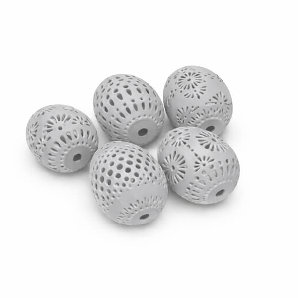 Set med 5 påskägg, grått genombrutet, vårdekoration