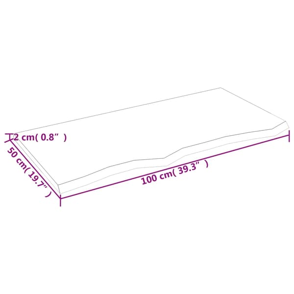 vidaXL bordplade lysebrun 100x50x2 cm massivt egetræ