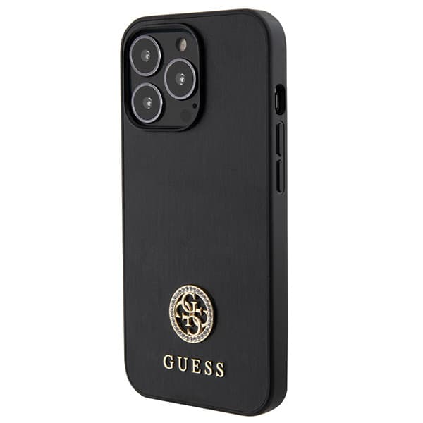 Guess Strass Metal Logo-cover til iPhone 13 Pro, Sort