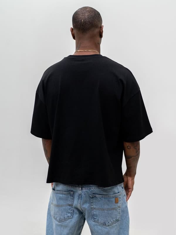 Herre-T-shirt i kasseform, sort, UrbanCity uden logo, L