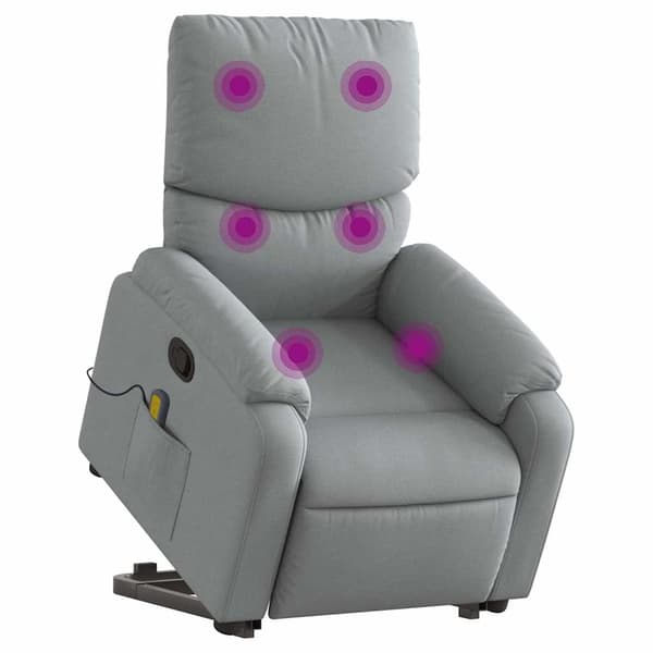 vidaXL Lyftbar massagefåtölj ljusgrå tyg
