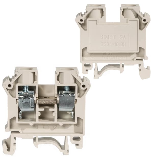 Kierreliitin 10mm2 57A TS32 TS35 -kiskoon, harmaa SIMET