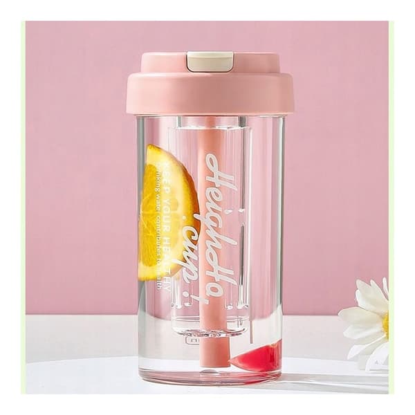 Vattenflaska med korg och sugrör 600 ml Simple BD32R