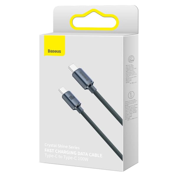 Kabel til hurtig opladning og dataoverførsel USB-C USB-C 100W 1,2m sort