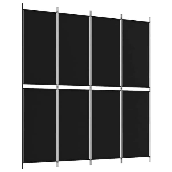 vidaXL 4-panels rumdeler, sort, 200x220 cm, stof