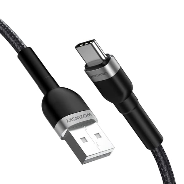 Flätad kabel USB-A - USB-C 2.4A 2m svart