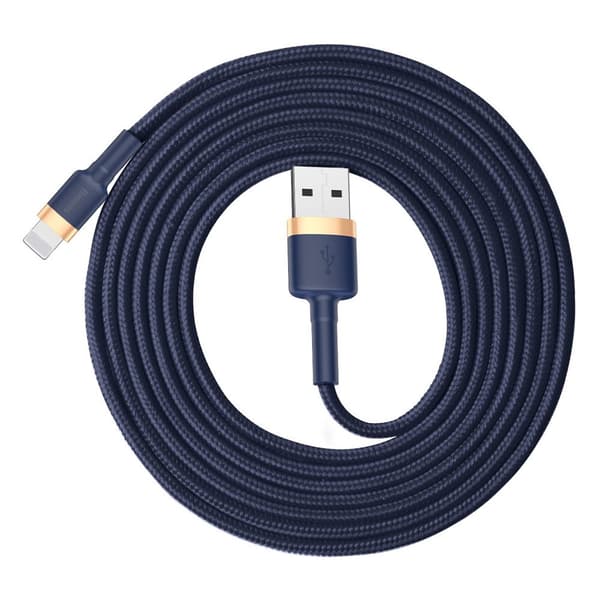 Kestävä Nylon-kaapeli USB iPhone Lightning QC3.0 1.5A 2M Sininen