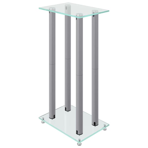 vidaXL Högtalarstativ, 2 st, Silver, Härdat Glas, 4 Stolpar