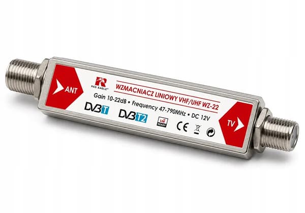 DVB-T VHF UHF lineær forstærker Red Eagle WZ-22 5V 12V antennegennemstrømning