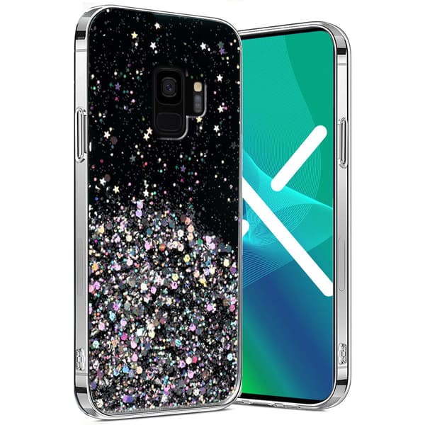 Samsung Galaxy S9 cover, glitrende, sort
