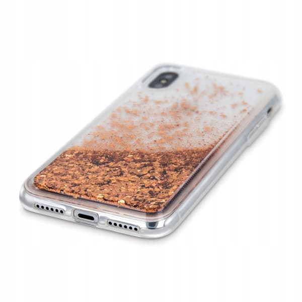 FLYDENDE GULD GLITTERETUIL TIL IPHONE 14 + GLAS