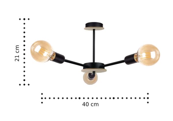 Loftlampe 3xE27 SUN WOOD SORT