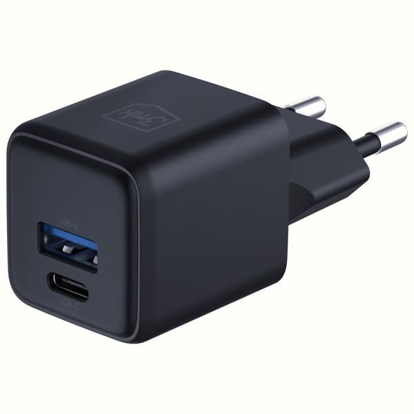 3MK Hyper GaN-laddare 20W 1xUSB-A 1xUSB-C PD QC4+, Svart