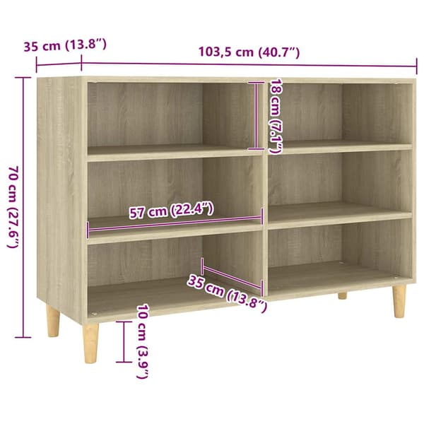 vidaXL skab Sonoma eg 103,5x35x70 cm spånplade
