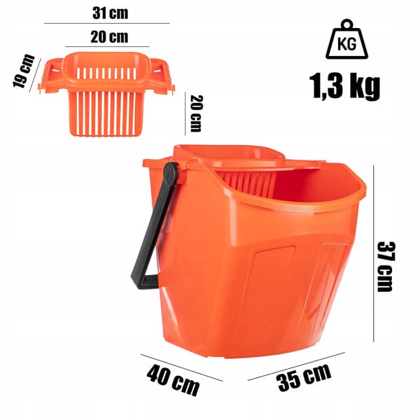 25L spand med vridemaskine FLAD MOPPE - ORANGE