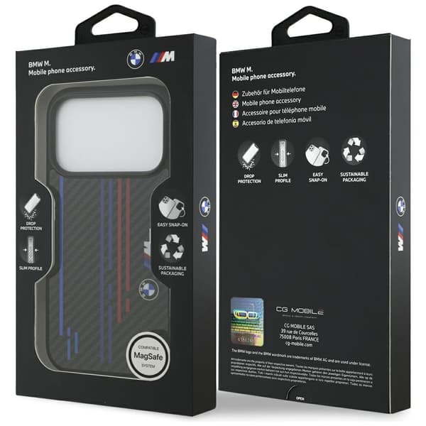 BMW M Kevlar Lines & Logo MagSafe-cover til iPhone 17 Pro, sort