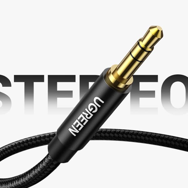 Slitstark flätad AUX-ljudkabel minijack 3,5 mm 1 m blå