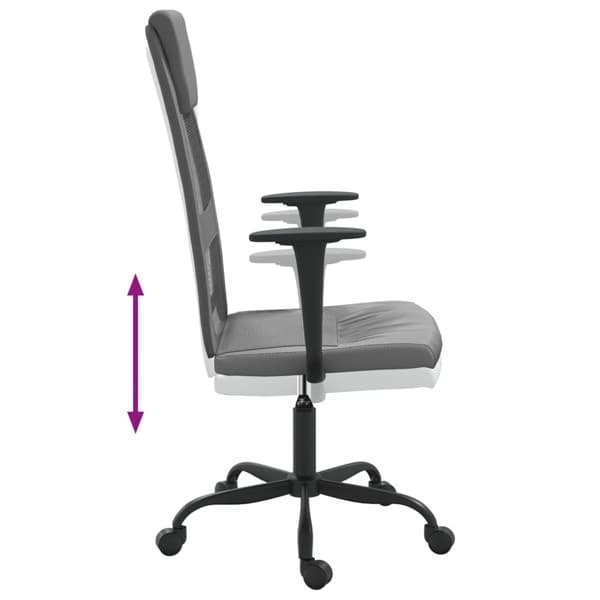 vidaXL kontorstol, justerbar, grå, mesh og kunstlæder