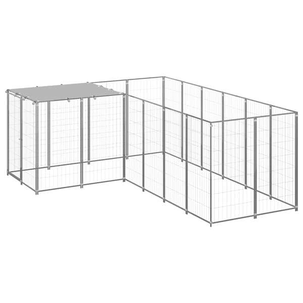 vidaXL Hundbur silver 4,84 m² stål