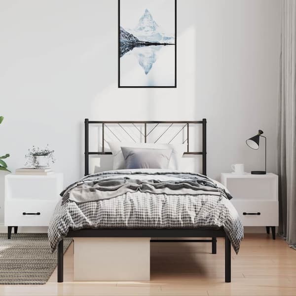 vidaXL metalsengestel med hovedgærde sort 100x190 cm