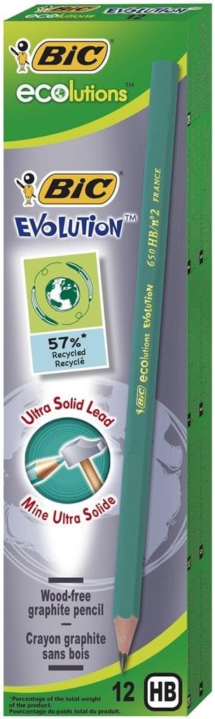 Evolution Eco blyant uden viskelæder (12 stk.) BIC