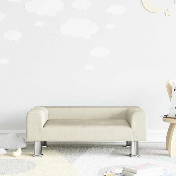 vidaXL Barnsoffa krämfärgad 70x45x26,5 cm sammet