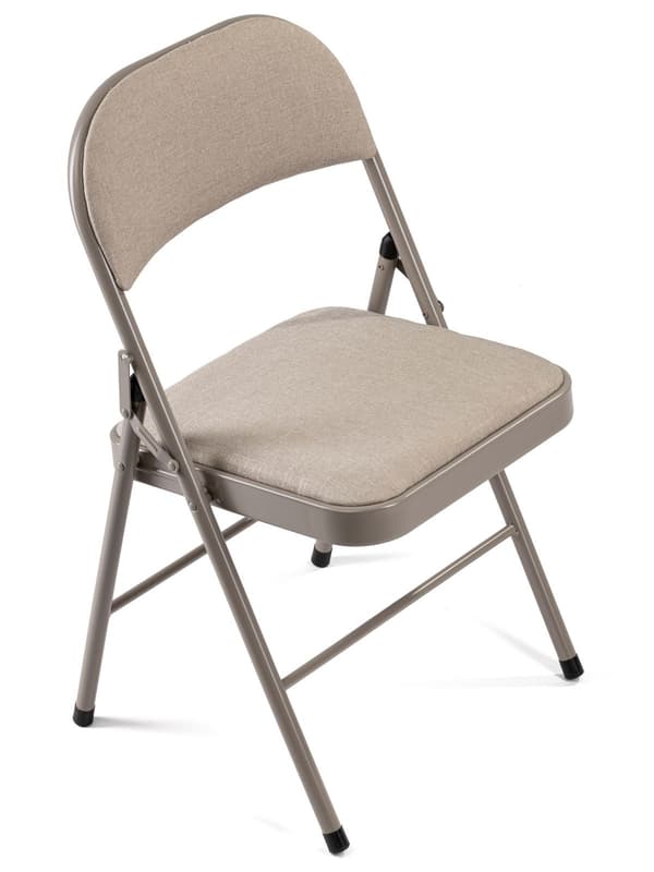 Klapstol i metal med beige polstring