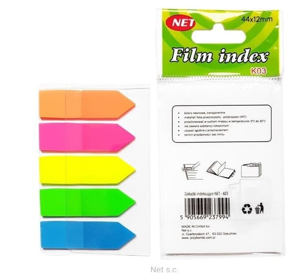 Neon transparente indeksfaner 5x25K