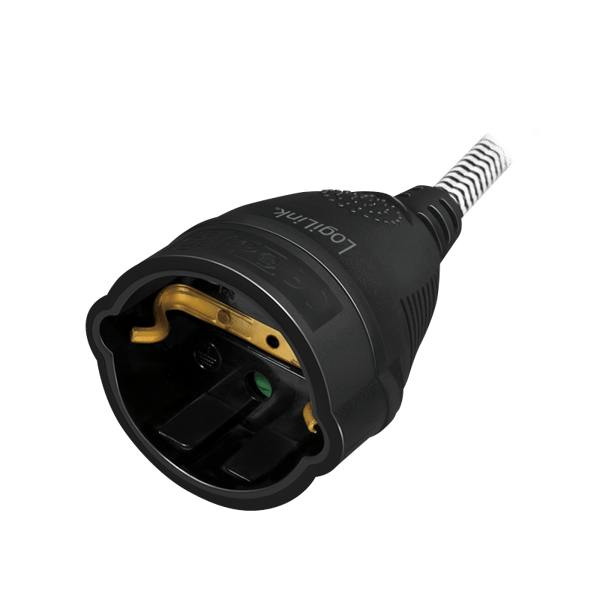 LogiLink forlængerkabel, 3m, vinklet stik, tekstil CEE 7/7