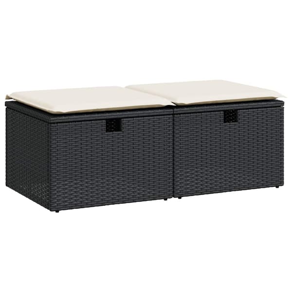 vidaXL 2-delt sofasæt med hynder, sort, polyrattan og akacie