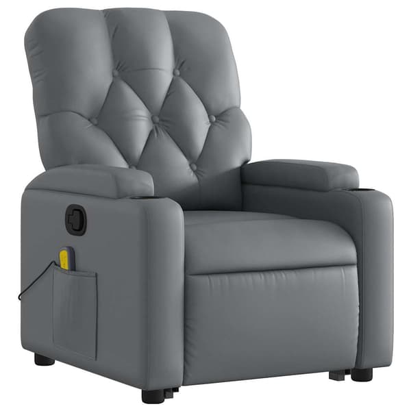 vidaXL Lyftbar massagefåtölj, grå, konstläder