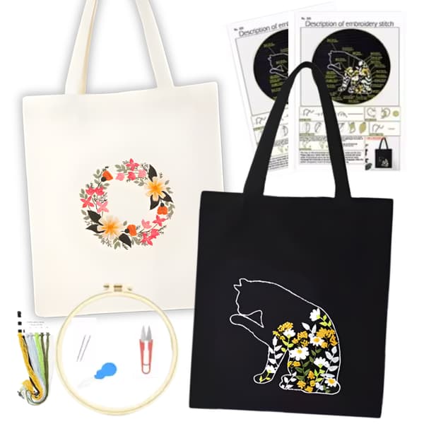 DIY broderikit för handväska med tryck broderiram
