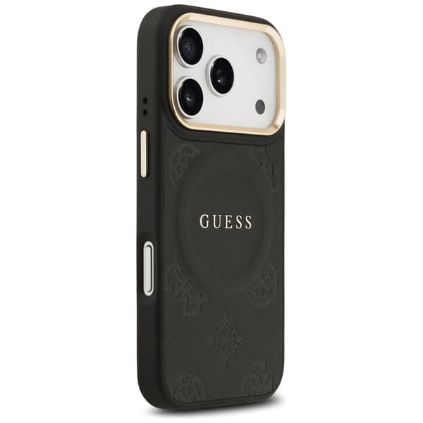 Guess Peony Hot Stamp MagSafe-etui til iPhone 17 Pro, sort